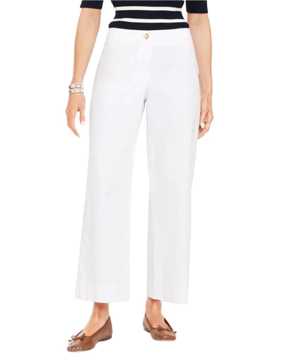 NWT Talbots White Wide-Leg Heritage Twill Ankle Pants Size 20WP